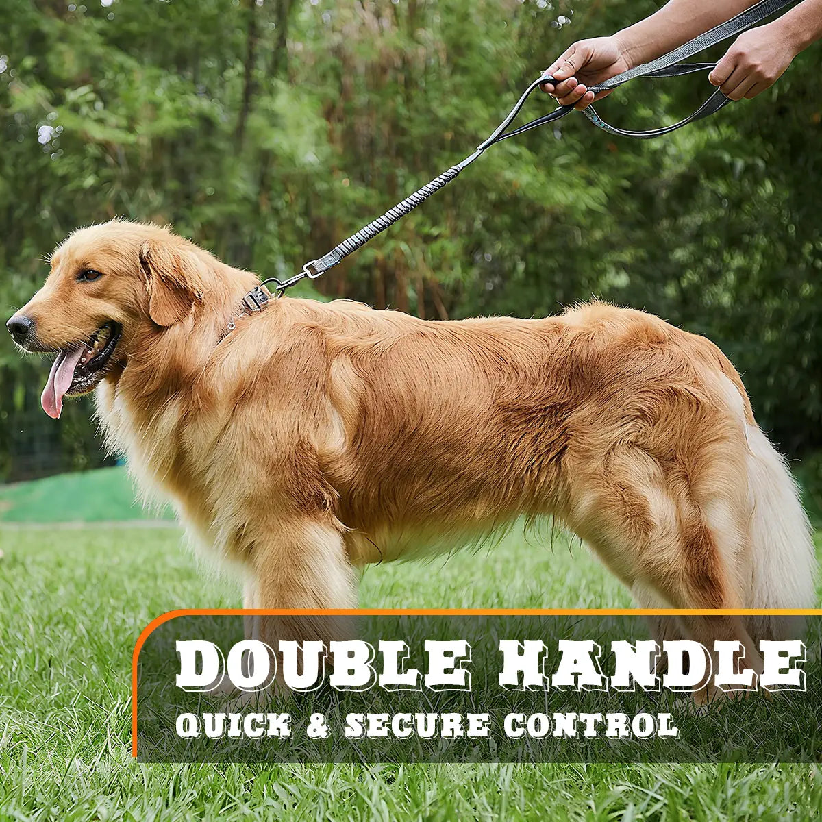 8-In-1 Multifunctional No Tangle Dog Leash with Double Handles, Safety Lock, Hands-Free Waist Mode, Built-In Car Seatbelt, Reflective Stitching for Comfortable Running (Hands-Free Dog Accessory), No Tangle Leash