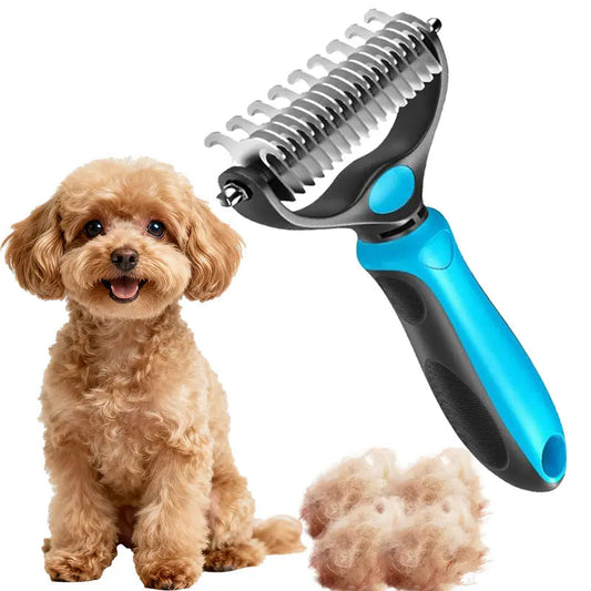 Double-Sided Stainless Steel Dog Deshedding Comb in multiple colors
