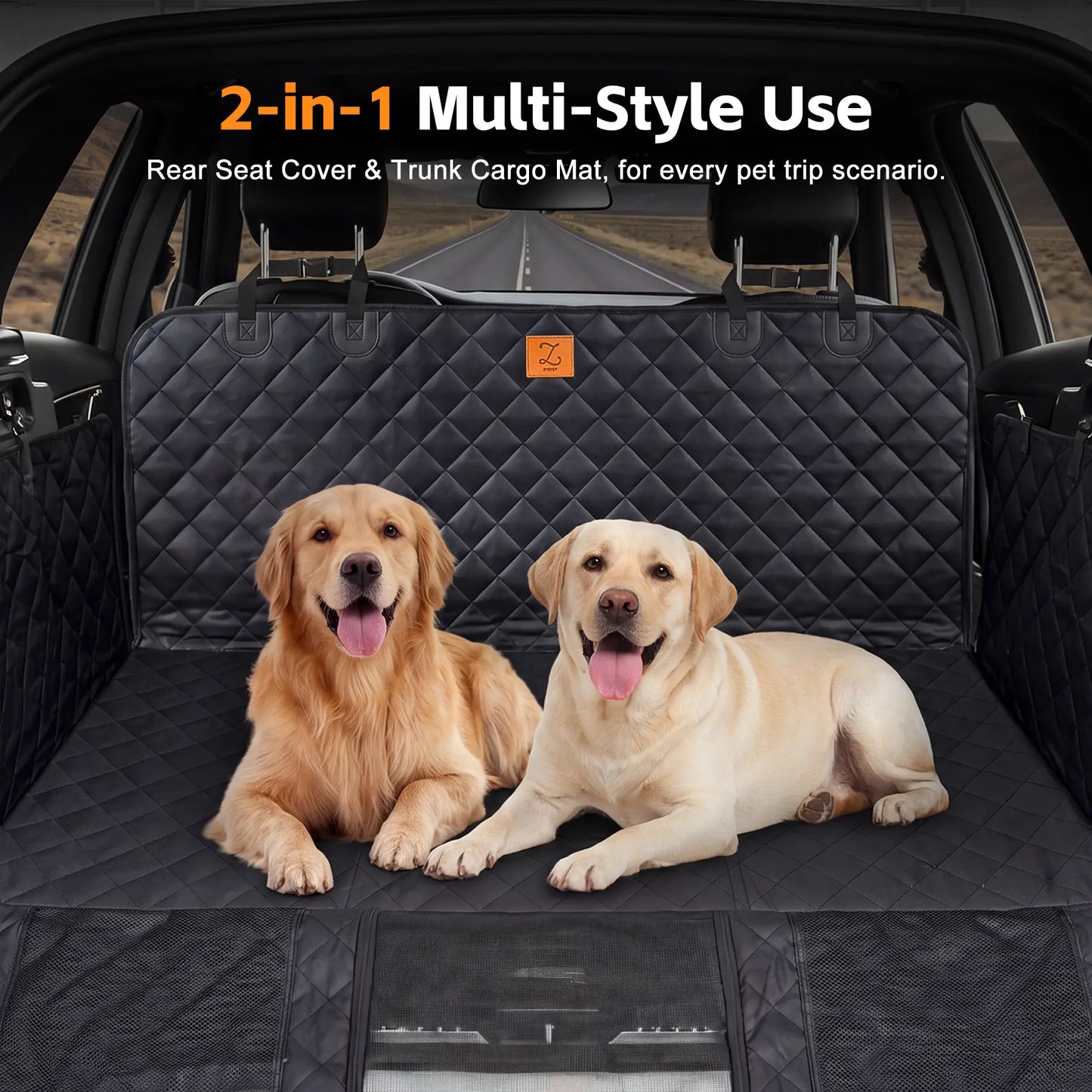 Zvrpet Dog Car Seat Cover with Mesh Window Waterproof & Scratch-Resistant Pet Hammock for Back Seat High-Strength PP Support Board Undeformable Heavy Duty Non-Slip Protector for Suvs & Trucks Large Size Summervibes Petlovers